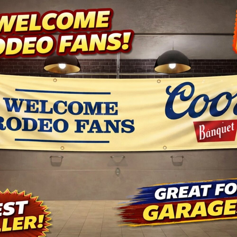 Coors Welcome Rodeo Fans banner flag 2x8ft - Picture 2 of 3